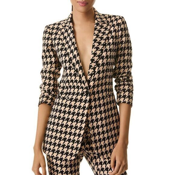 New Alice + Olivia Breann Houndstooth Tailored Blazer 0, XS $495 - Picture 1 of 7